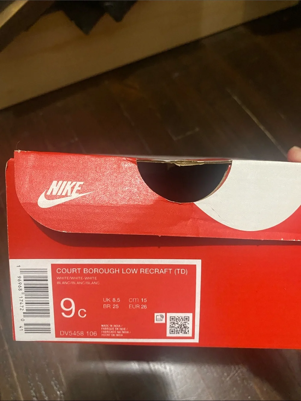 Nike Kids White Velcro Low-Top Sneakers